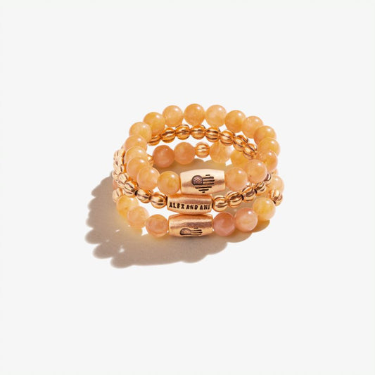 Yellow Jasper Gemstone Stretch Rings, Set of 3